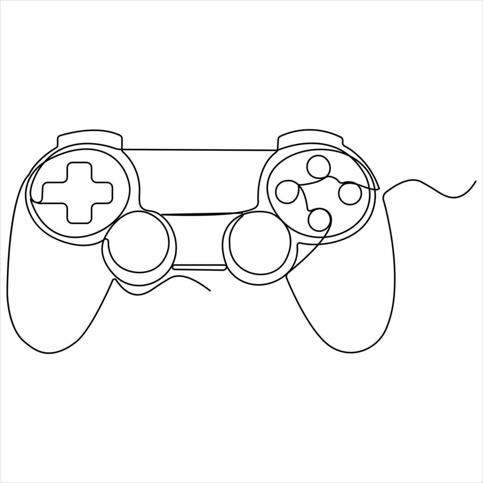 Single line continuous drawing of game controller joysticks or gamepads line art illustration vector