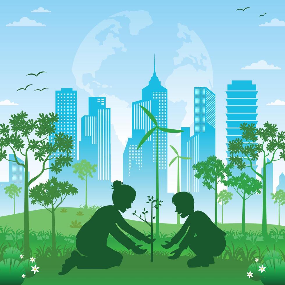 Go Green Save the world Illustration banner vector