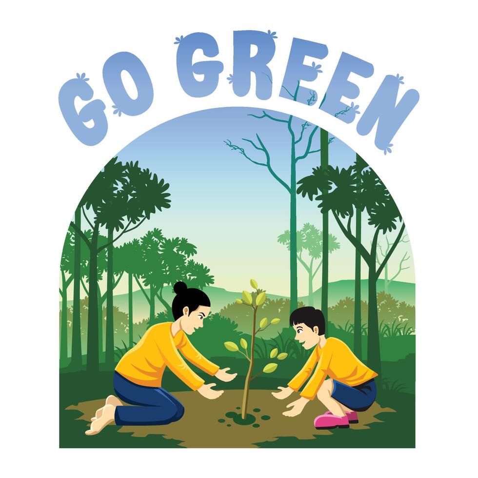 Go Green Save the world Illustration banner vector