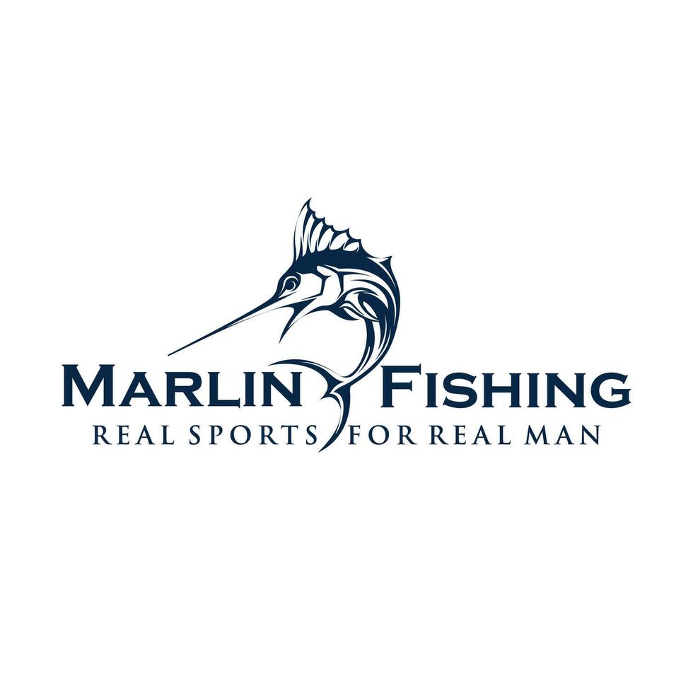 Marlin Fishing tournament logo template . Marlin Fish Jumping Illustration Logo design vector