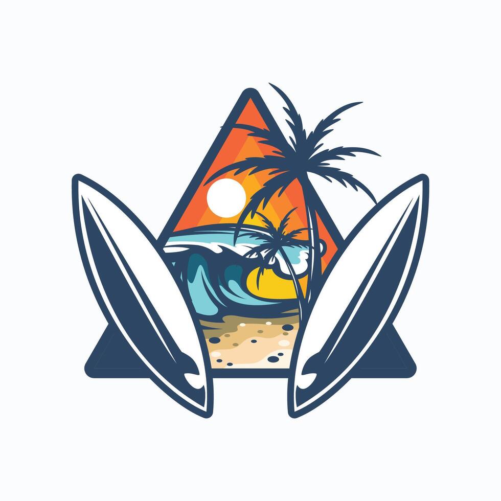 Surf Club Emblem Logo. Surfing Illustration Design Inspiration vector