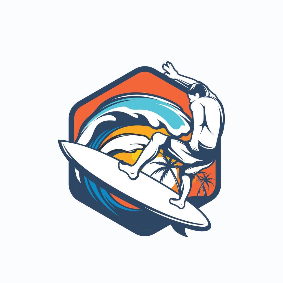 Surf Club Emblem Logo. Surfing Illustration Design Inspiration vector