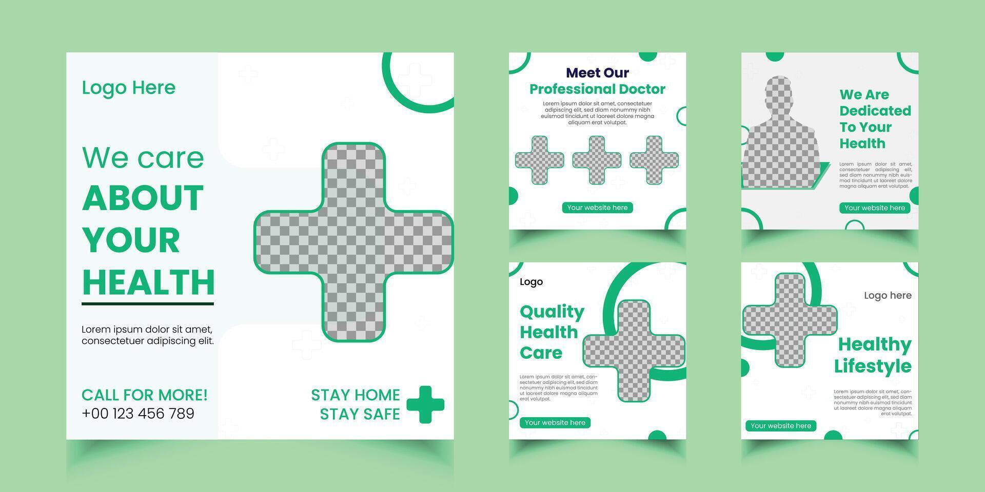 Healthcare medical banner and social media post template vector