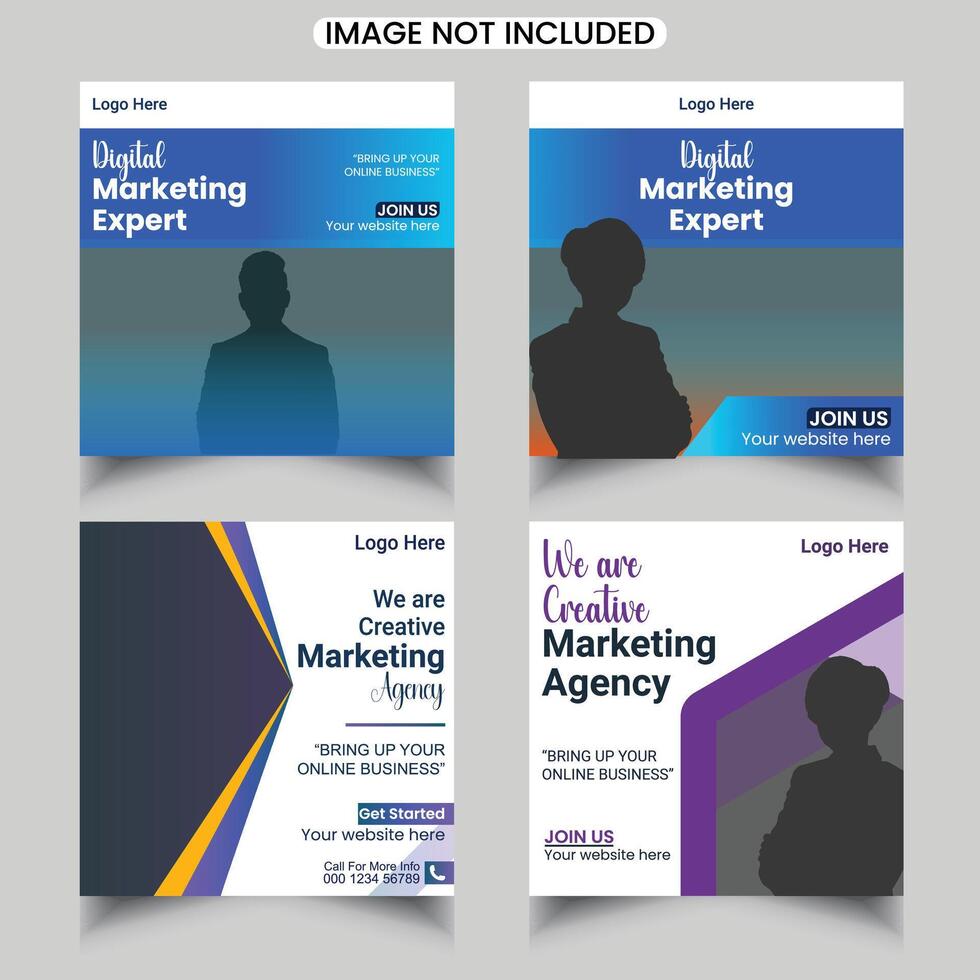 Digital marketing agency social media post and web banner template vector