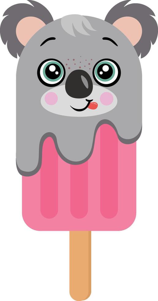 Funny koala ice cream on a stick vector