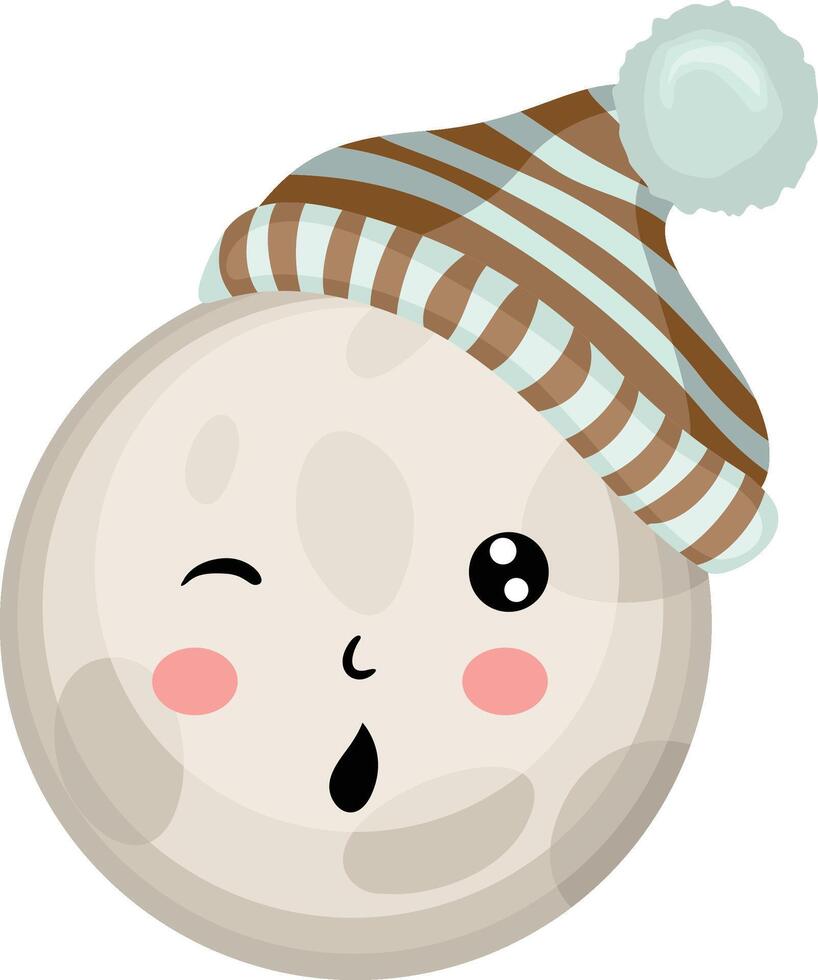 Cute round moon with hat vector