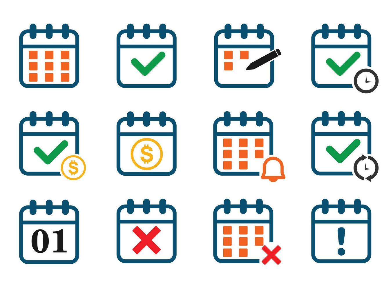 Icon set calendar vector