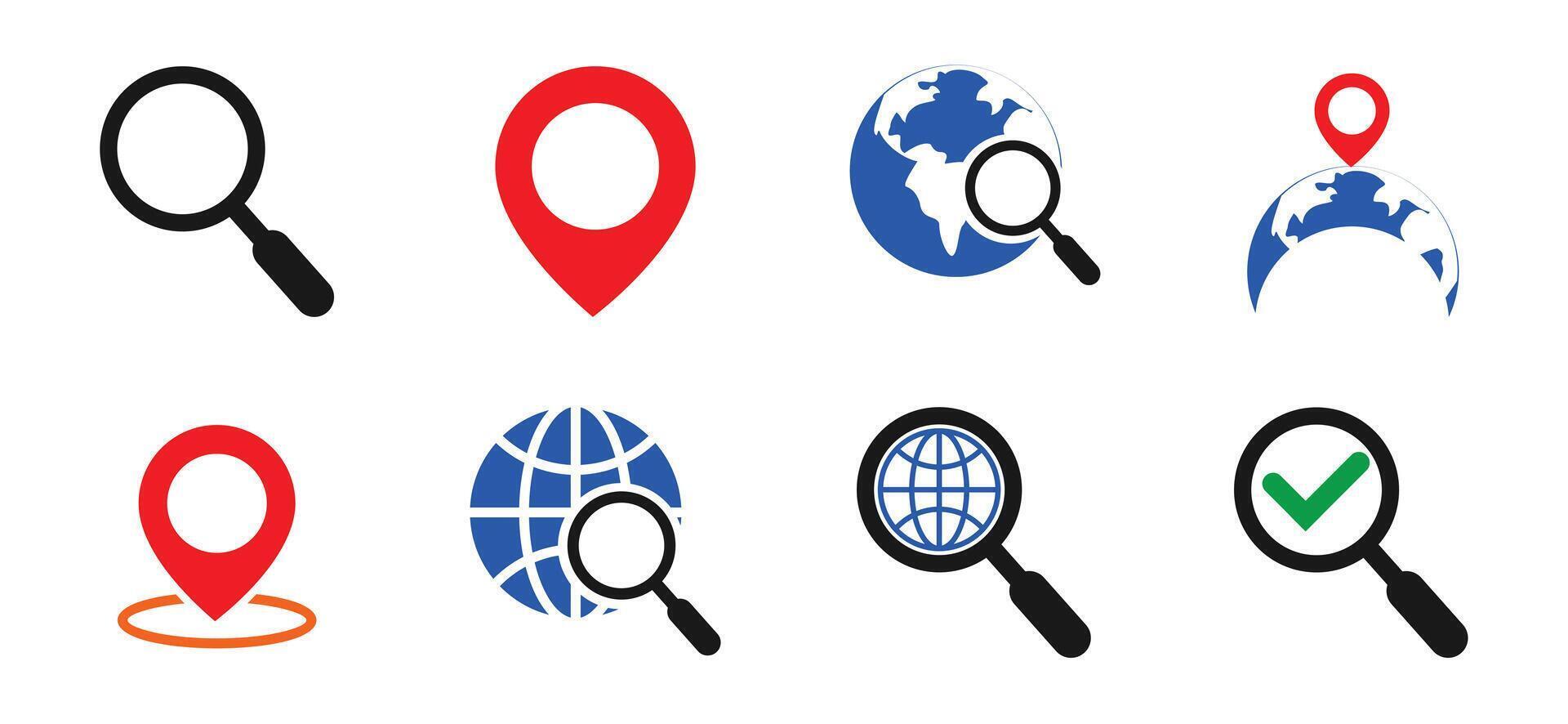 Icon set location searching vector