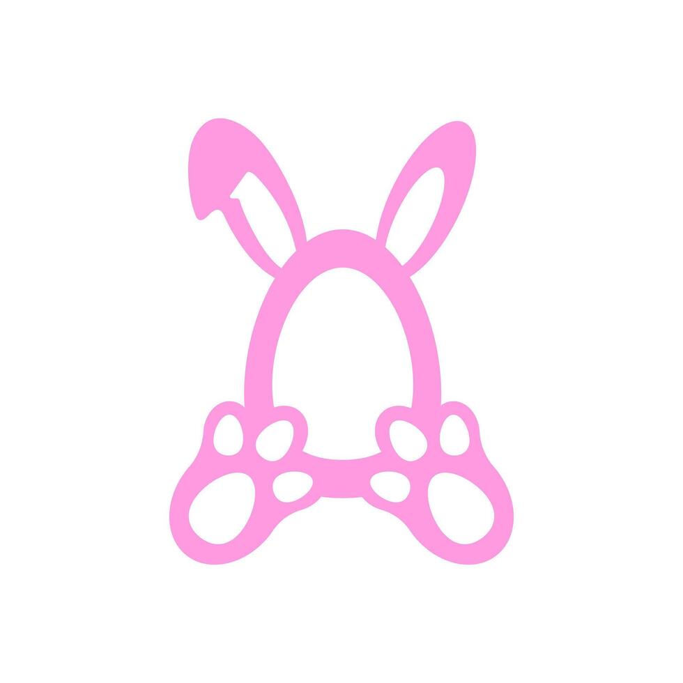 Easter bunny pink rabbit eggs holder with big paws face editor vector