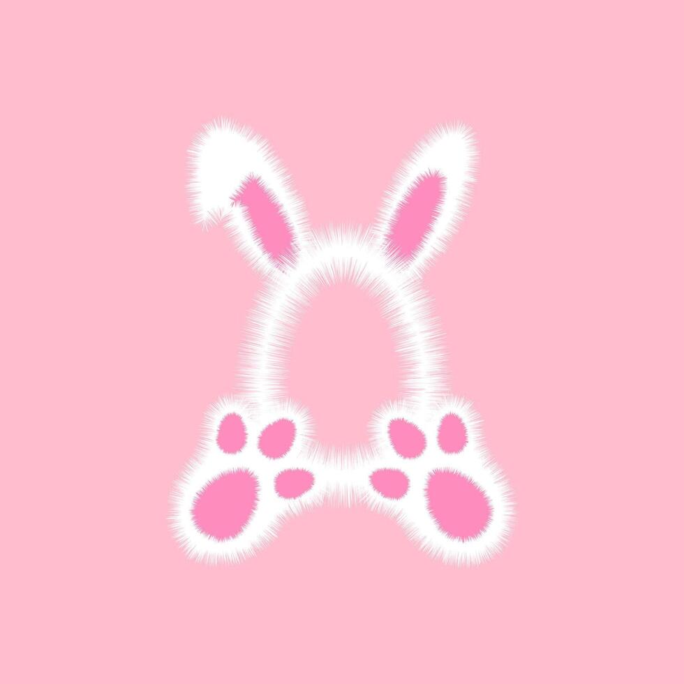 Furry easter bunny for eggs template realistic icon vector