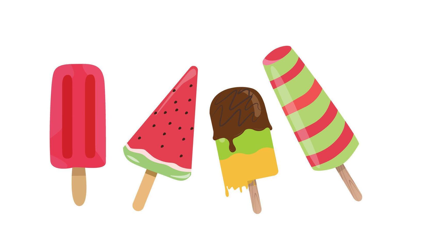 Ice cream illustration. Summer element. Hello summer concept. Cartoon flat isolated on white background. vector