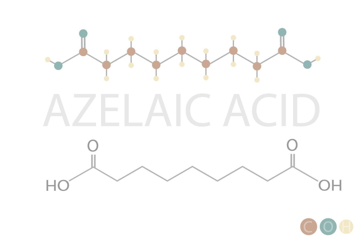 azelaic acid molecular skeletal chemical formula vector