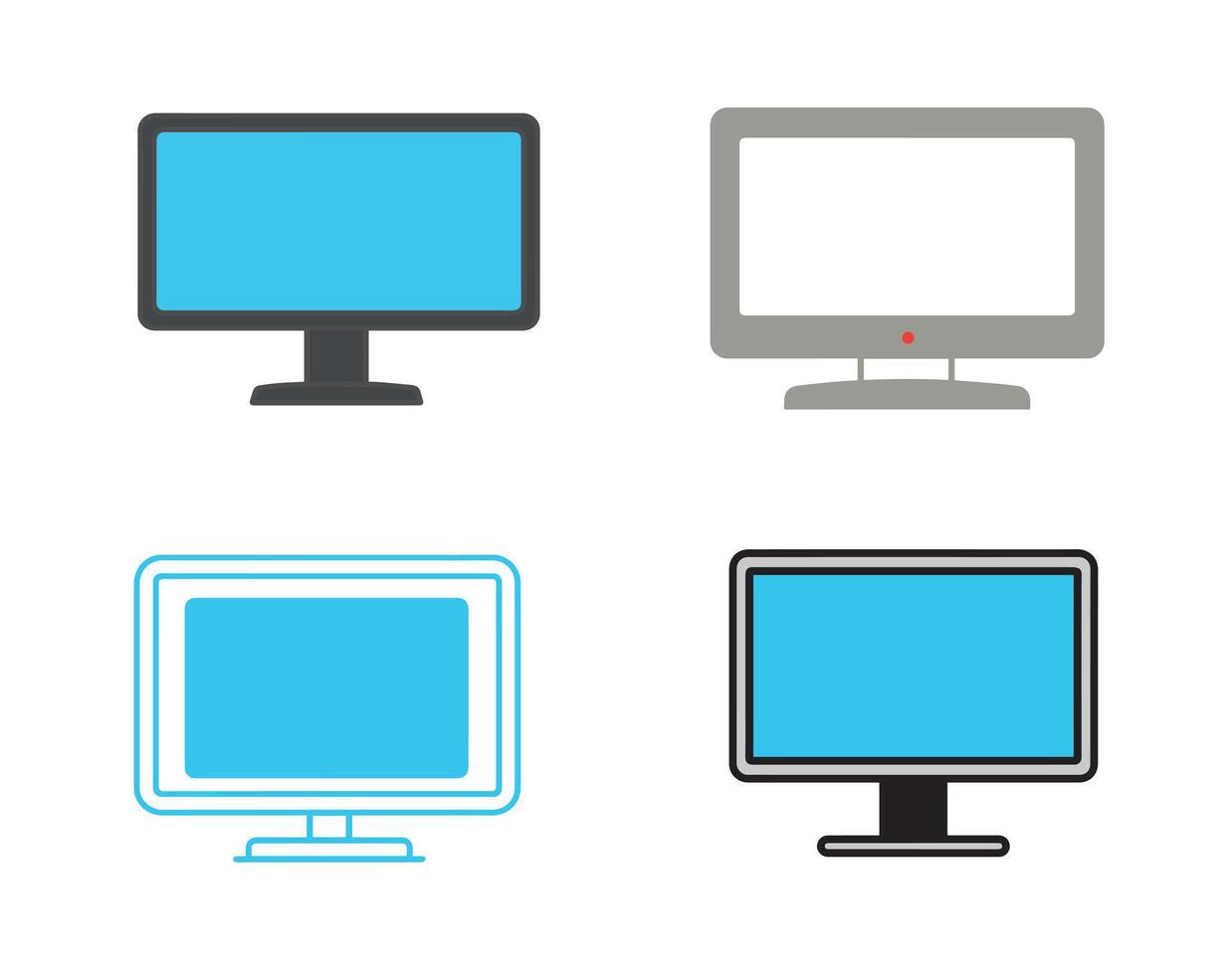 Set of Monitor icons. illustration in flat style vector