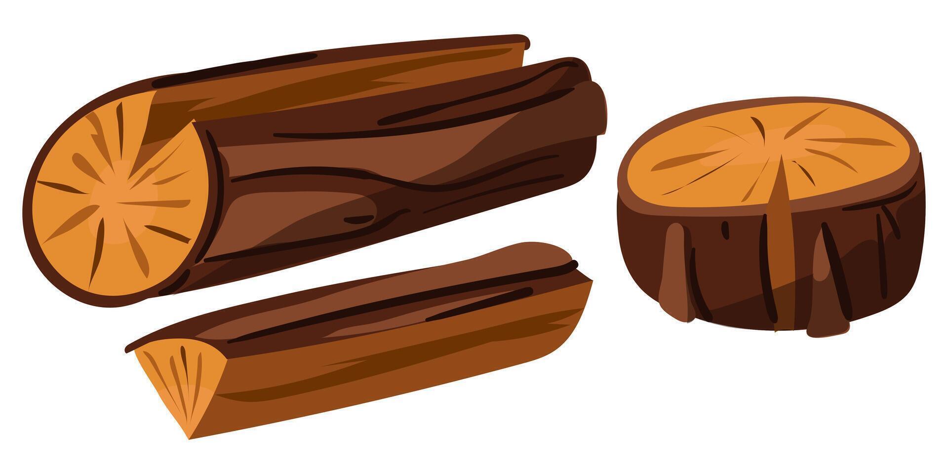 illustration showing a set of several logs of firewood. Ideal for depicting simplicity and natural warmth, suitable for logos, icons or corporate identity related to timber warehouses, forestry vector