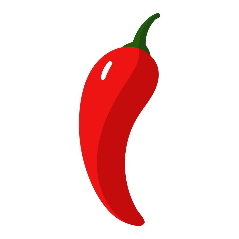 Burning red chili pepper, Isolated object, bright color and spicy taste. Use it on the labels of hot sauces, in culinary blogs or Mexican cuisine menus to emphasize the sharpness. illustration vector