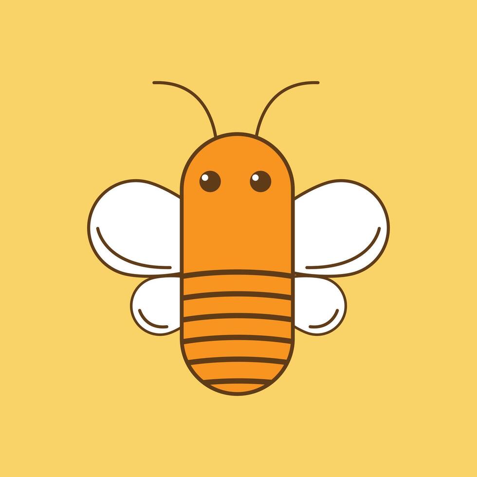 cute bee with yellow background vector