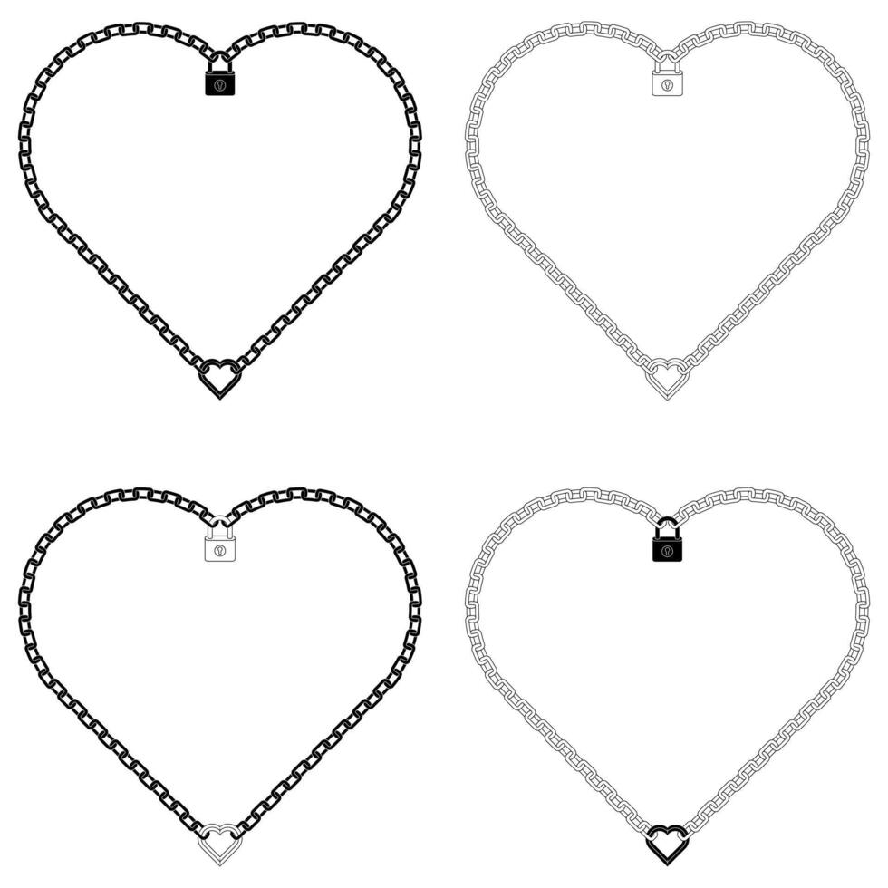 design padlock with chains in heart shape, frame for Valentine's day photos vector