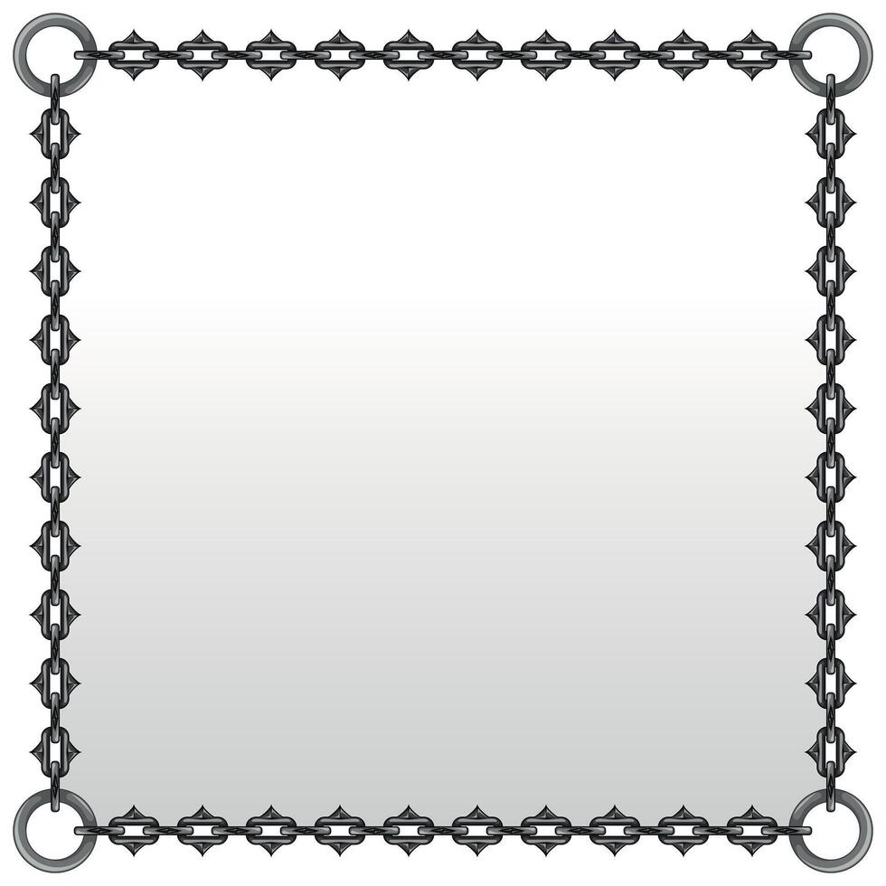 design of photo frame with cutting chains, square shape dungeon style chain vector