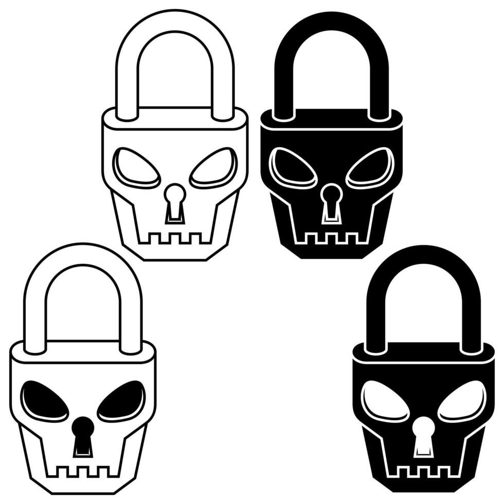 Metal skull shaped padlock vector