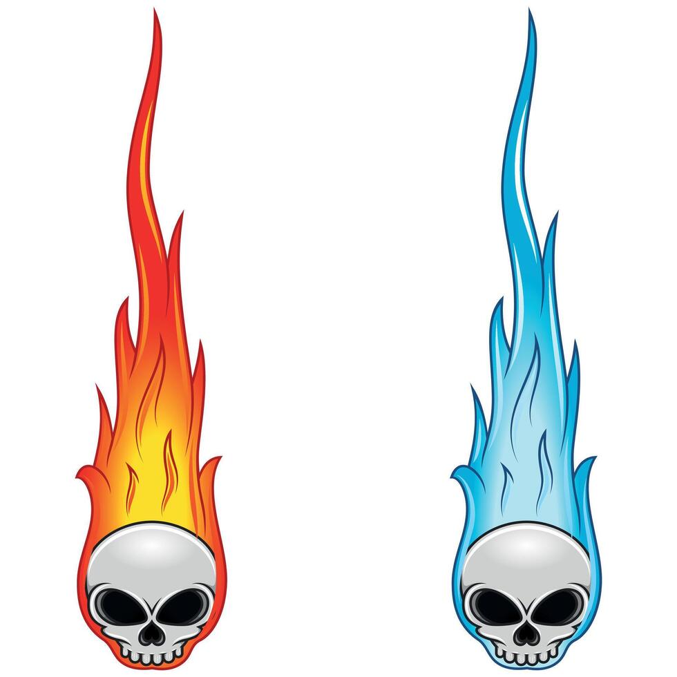 Skull design in cartoon style engulfed in fire vector