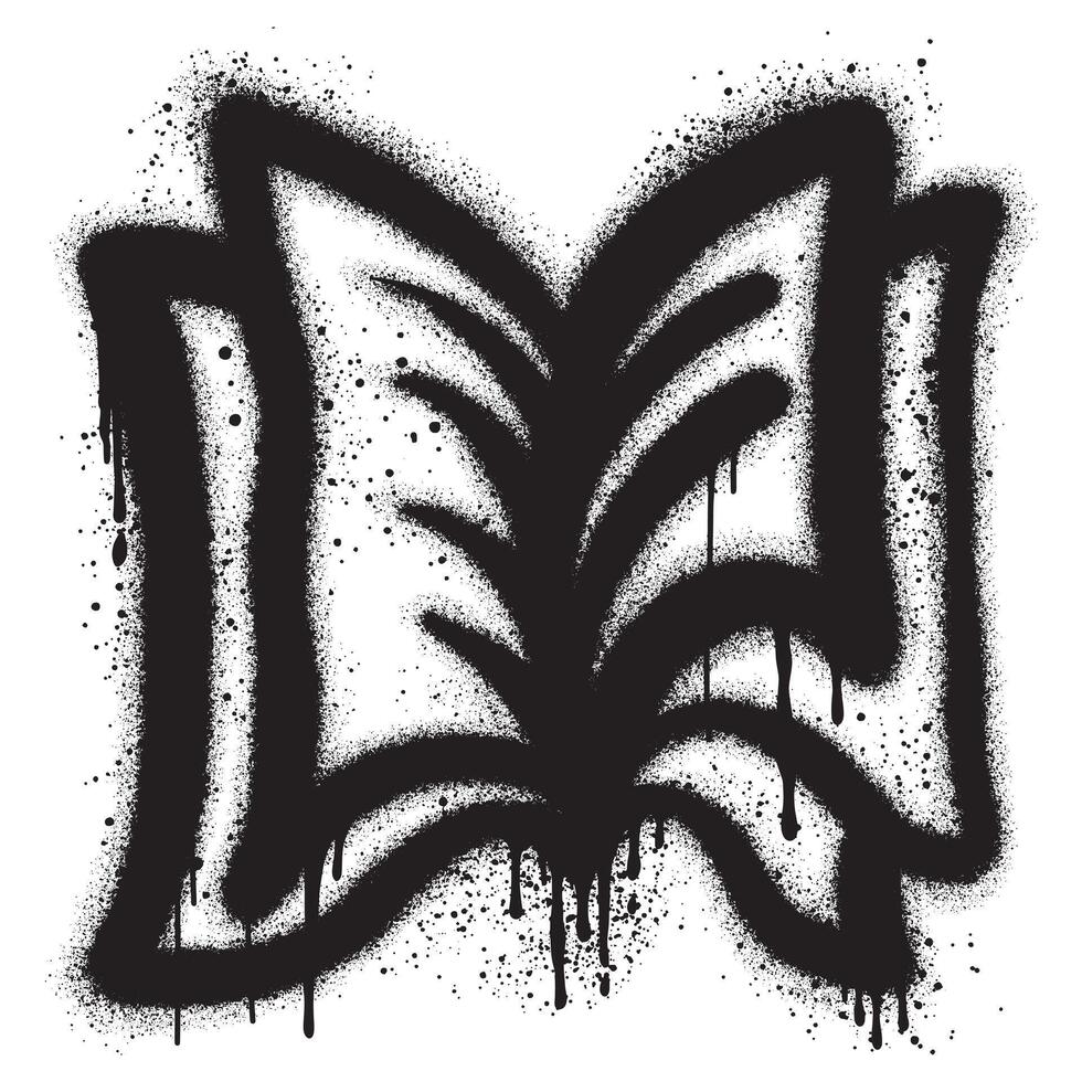 Emoticon book graffiti with black spray paint. vector