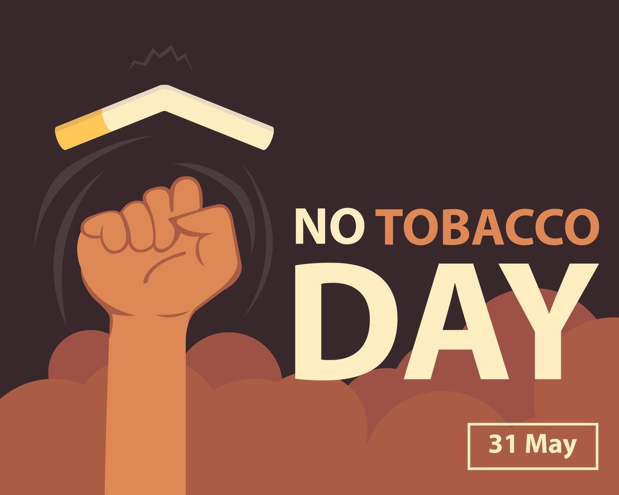 illustration graphic of hand hitting the cigarette stick, perfect for international day, no tobacco day, celebrate, greeting card, etc. vector