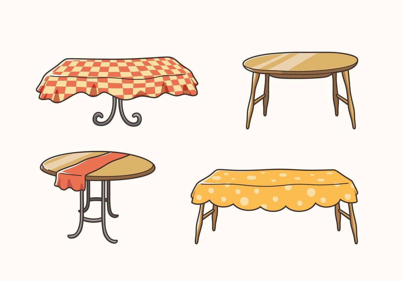 Set of wooden tables sticker design, icon design and illustration vector