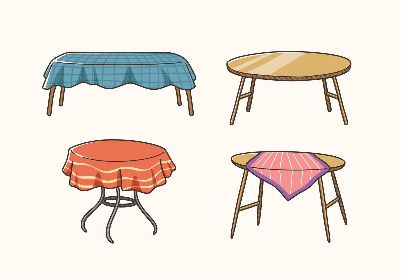 Set of wooden tables sticker design, icon design and illustration vector