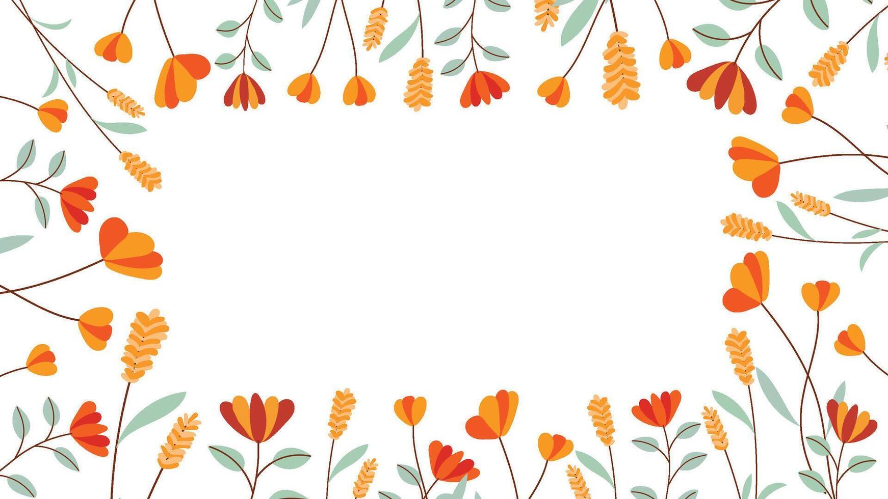 Abstract flower background design floral border frame vector