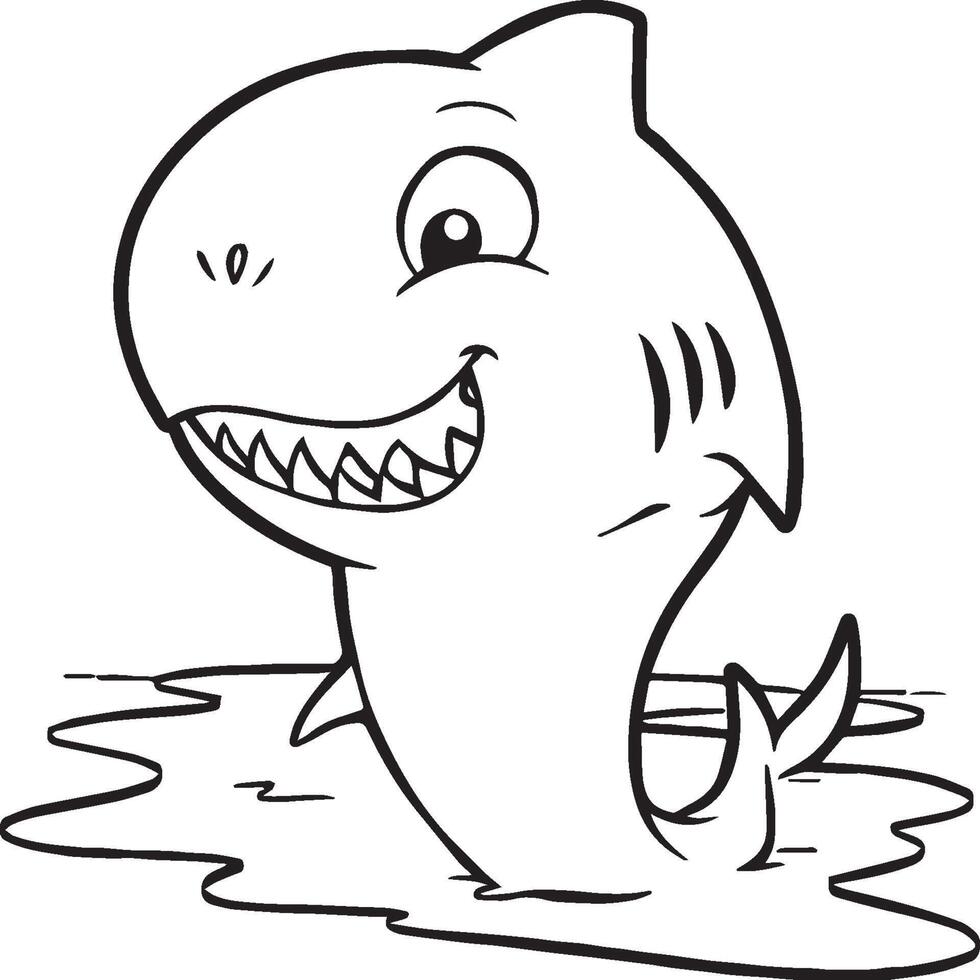 Funny shark coloring pages. Shark outline for coloring book vector