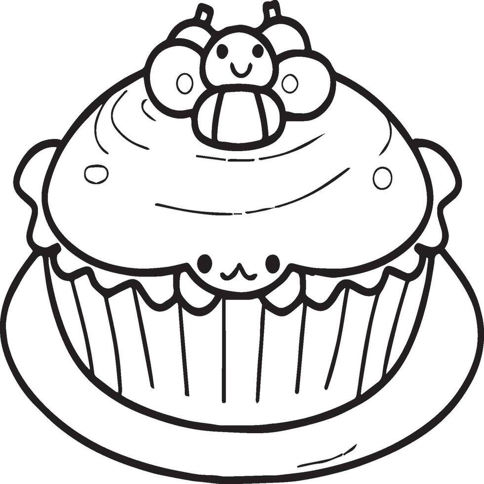 Kawai food coloring pages. Food outline for coloring book vector