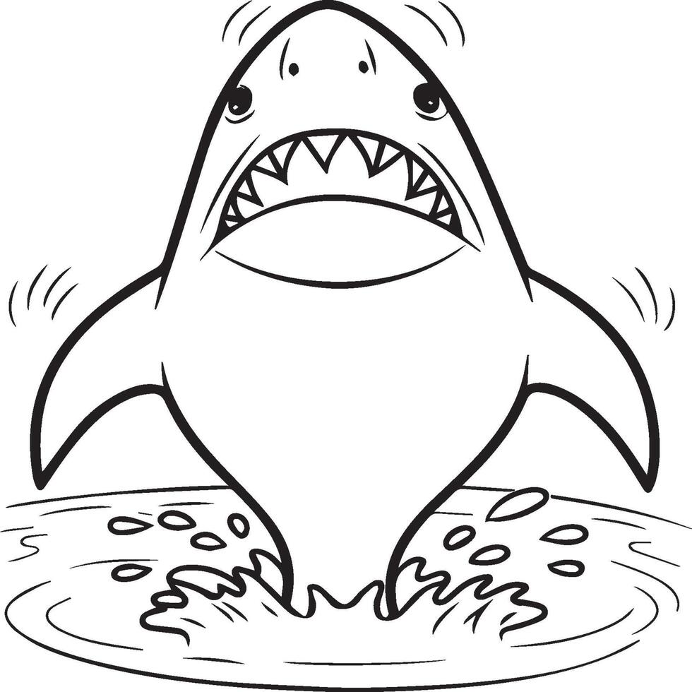 Funny shark coloring pages. Shark outline for coloring book vector