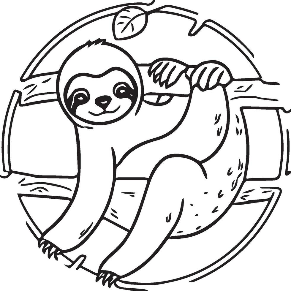 Sloth coloring pages. Sloth animal outline for coloring book vector