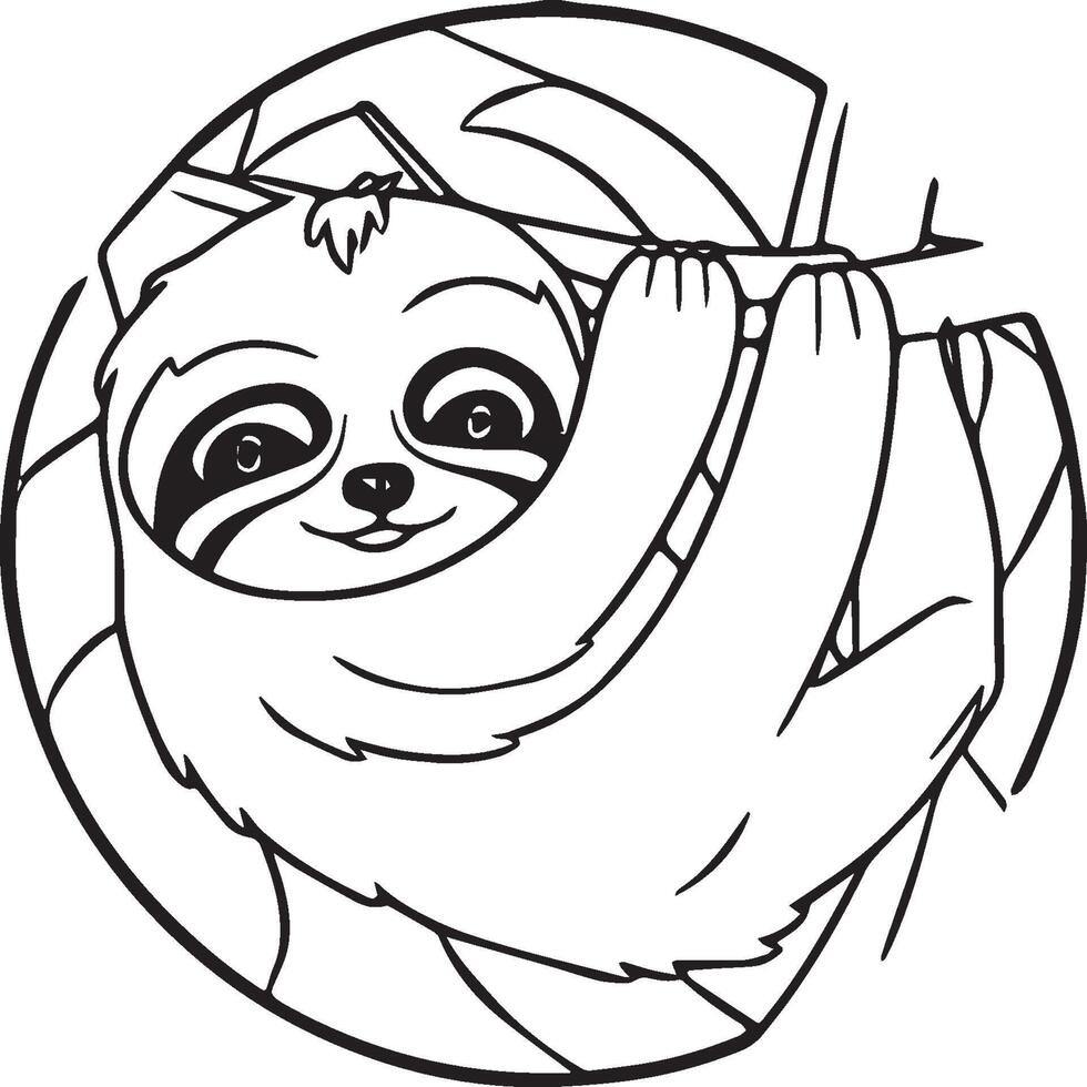 Sloth coloring pages. Sloth animal outline for coloring book vector