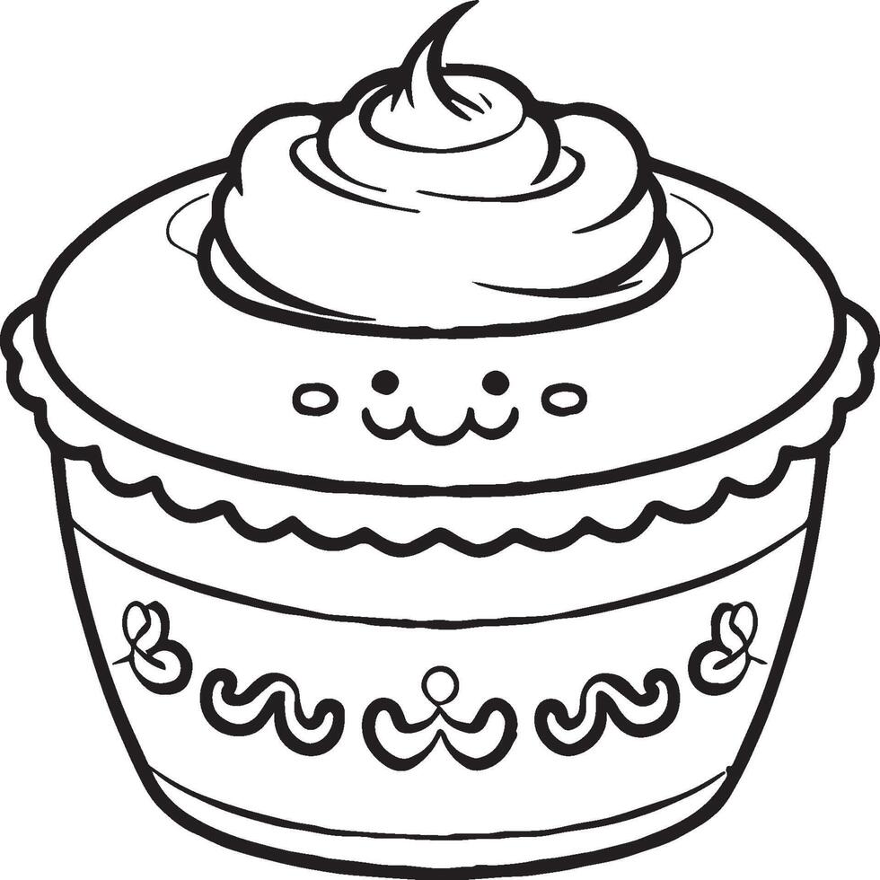 Kawai food coloring pages. Food outline for coloring book vector