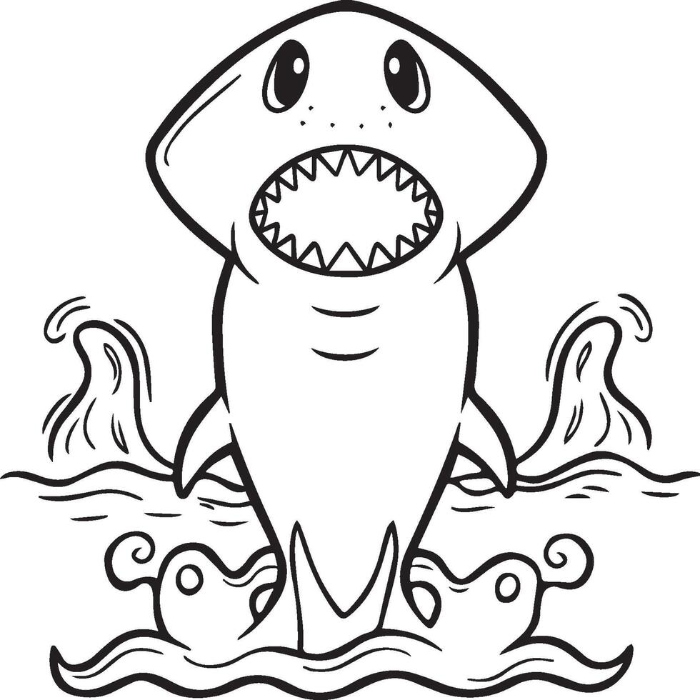 Funny shark coloring pages. Shark outline for coloring book vector