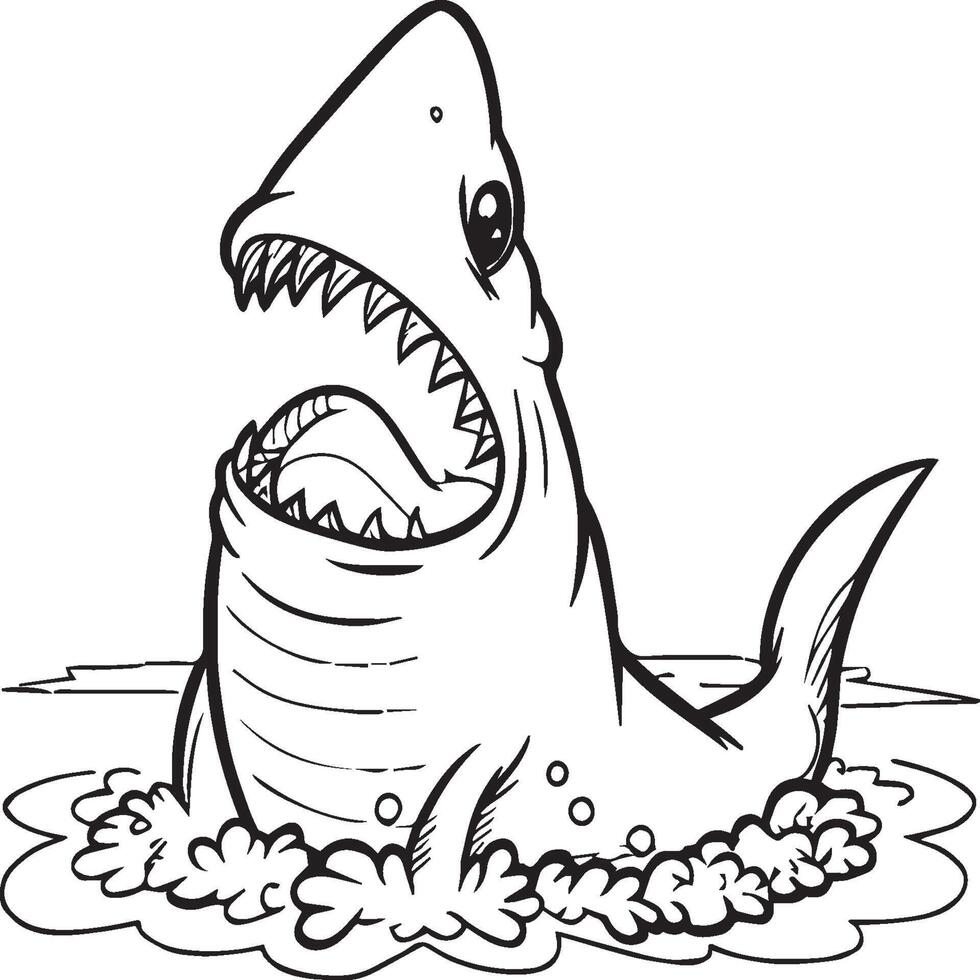 Funny shark coloring pages. Shark outline for coloring book vector