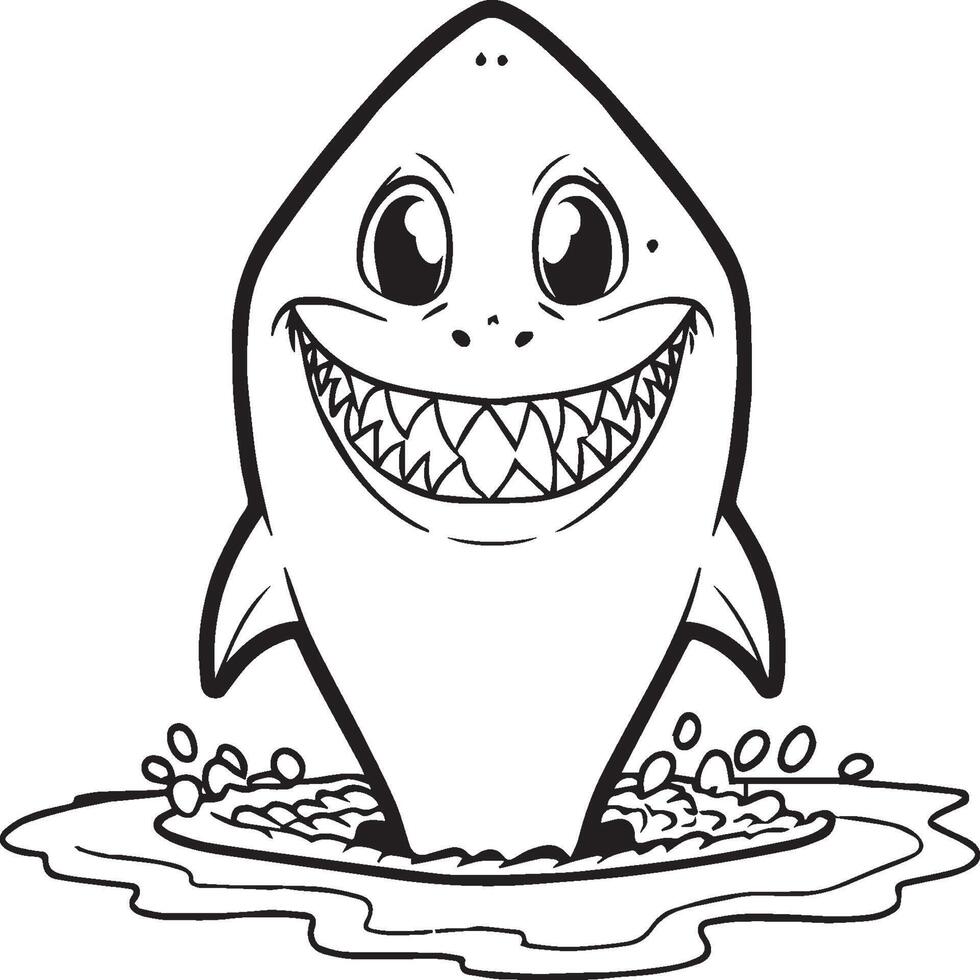 Funny shark coloring pages. Shark outline for coloring book vector