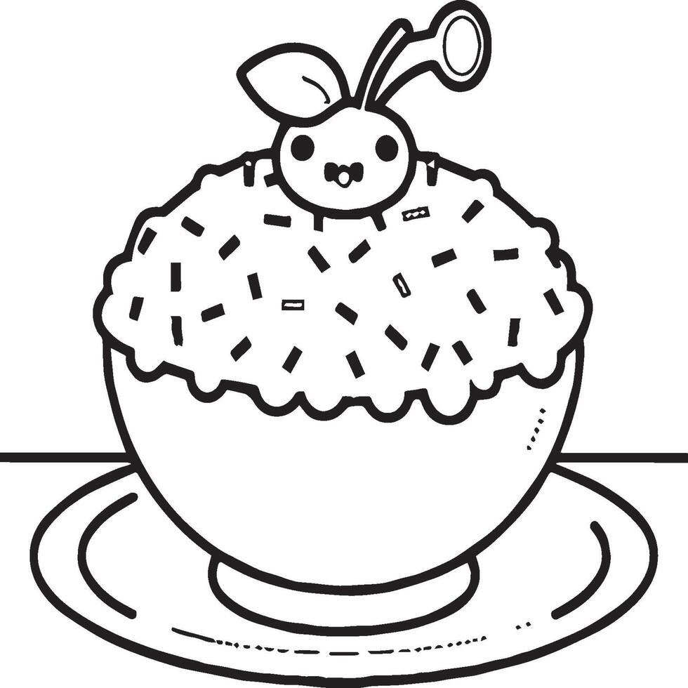 Kawai food coloring pages. Food outline for coloring book vector