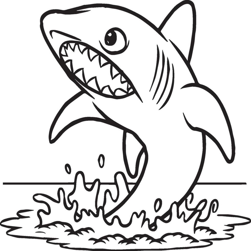 Funny shark coloring pages. Shark outline for coloring book vector