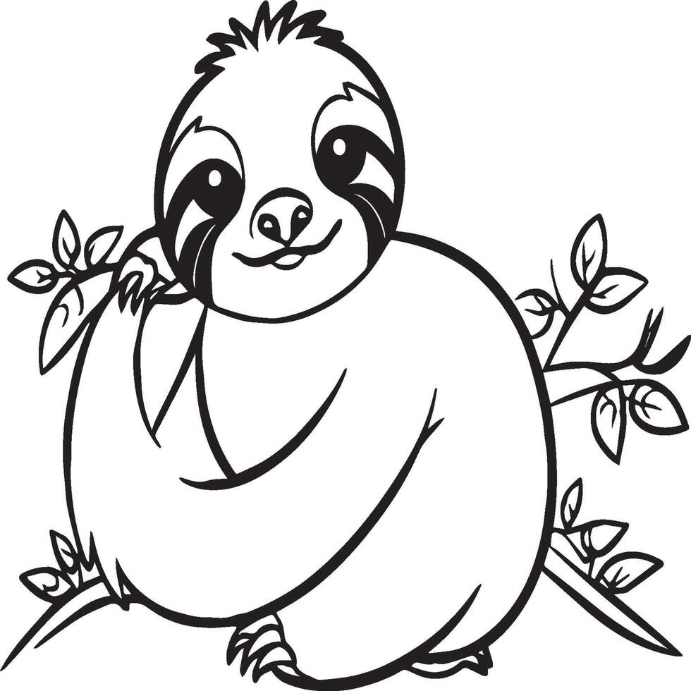 Sloth coloring pages. Sloth animal outline for coloring book vector