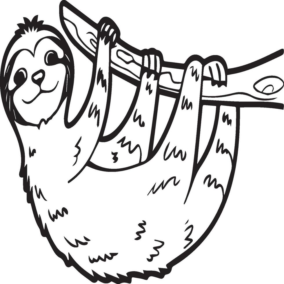 Sloth coloring pages. Sloth animal outline for coloring book vector