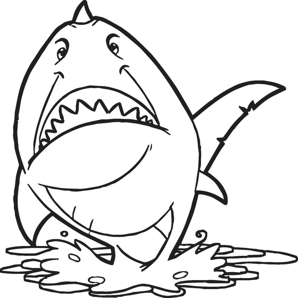 Funny shark coloring pages. Shark outline for coloring book vector