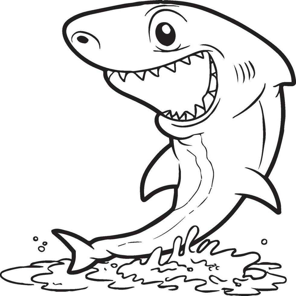 Funny shark coloring pages. Shark outline for coloring book vector