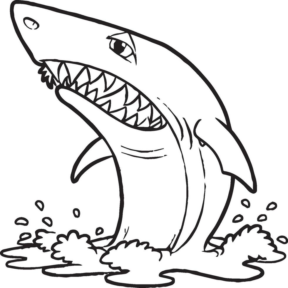 Funny shark coloring pages. Shark outline for coloring book vector