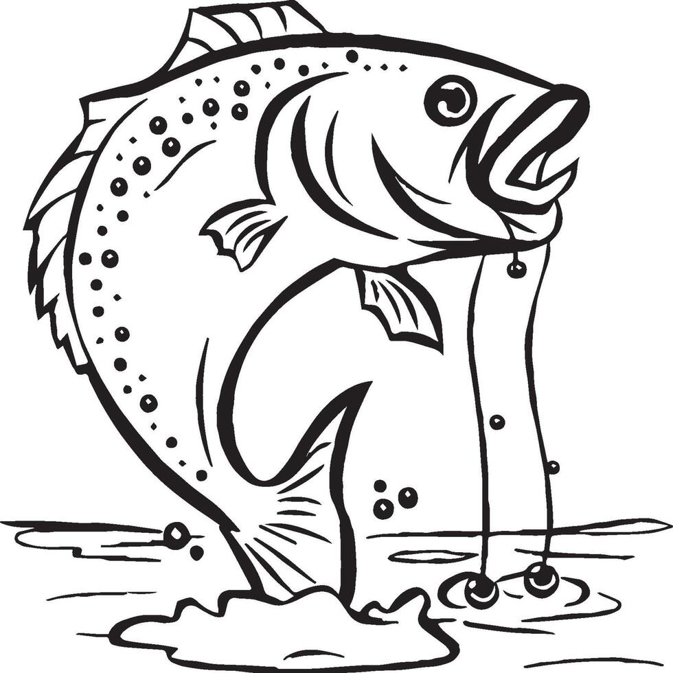 Fishing coloring pages. Fishing outline for coloring book vector