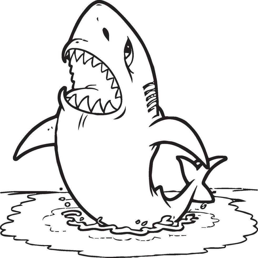Funny shark coloring pages. Shark outline for coloring book vector