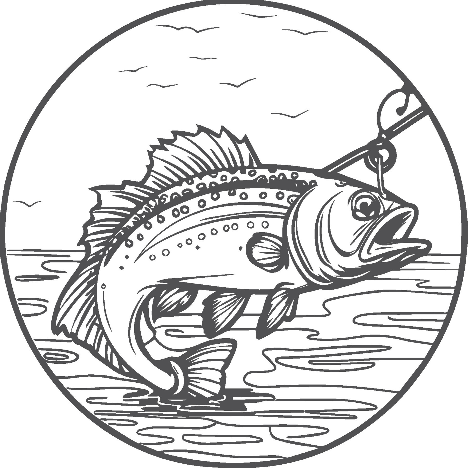 Fishing coloring pages. Fishing outline for coloring book 43225843 ...