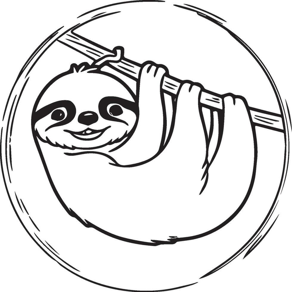 Sloth coloring pages. Sloth animal outline for coloring book vector
