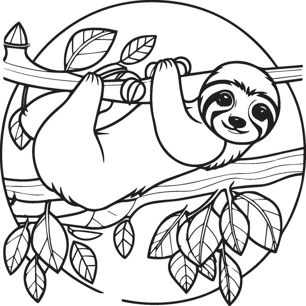 Sloth coloring pages. Sloth animal outline for coloring book vector